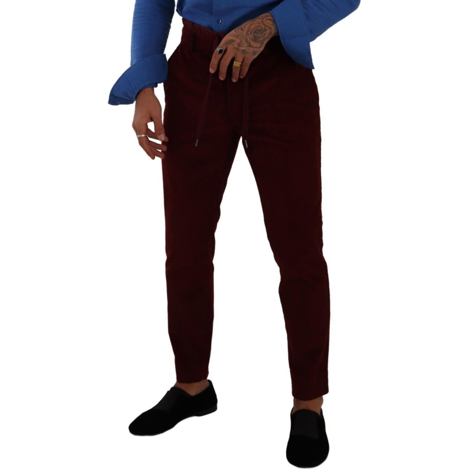 优雅的波尔多天鹅绒正装长裤