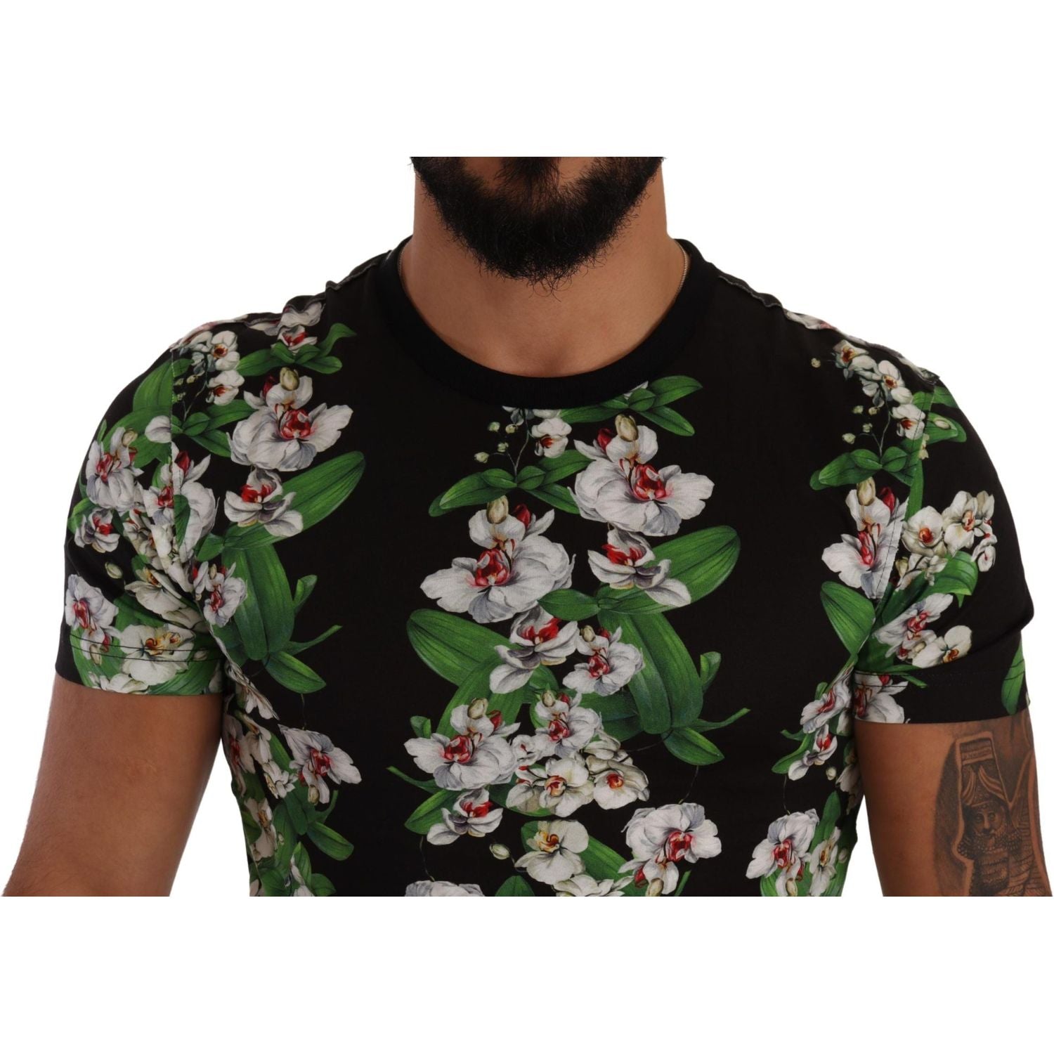 Dolce & Gabbana Black Floral Print Crewneck T-shirt