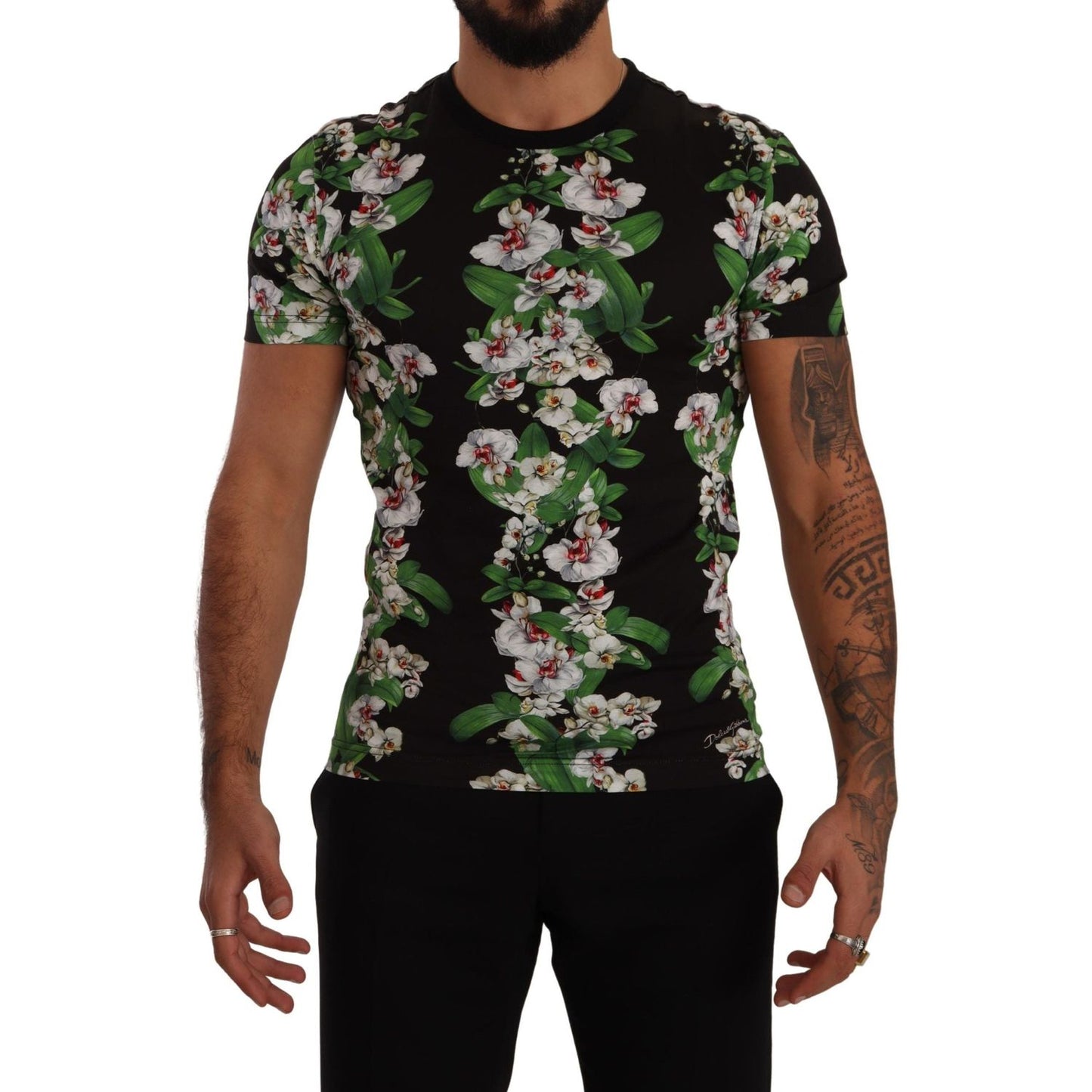 Dolce & Gabbana Black Floral Print Crewneck T-shirt