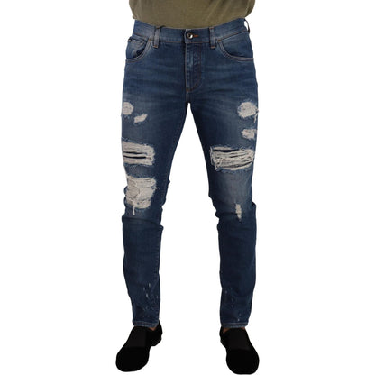 Dolce & Gabbana Blue Wash Cotton Stretch Slim Fit Denim Jeans