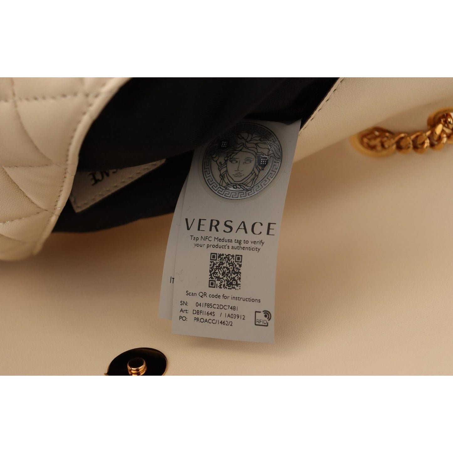 Versace Elegant White Nappa Leather Shoulder Bag