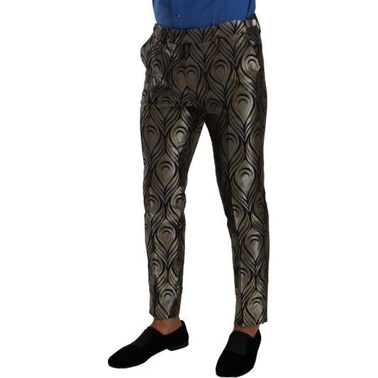 Dolce & Gabbana Silver Gold Jacquard Men Trouser Dress Pants PAN72851 - 48