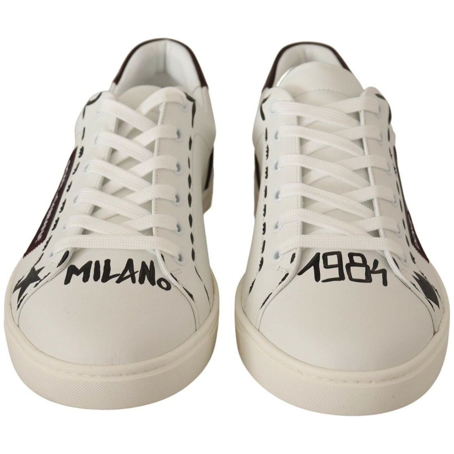 Dolce & Gabbana White Bordeaux Leather Low Tops Sneakers MV3973 - 39.5