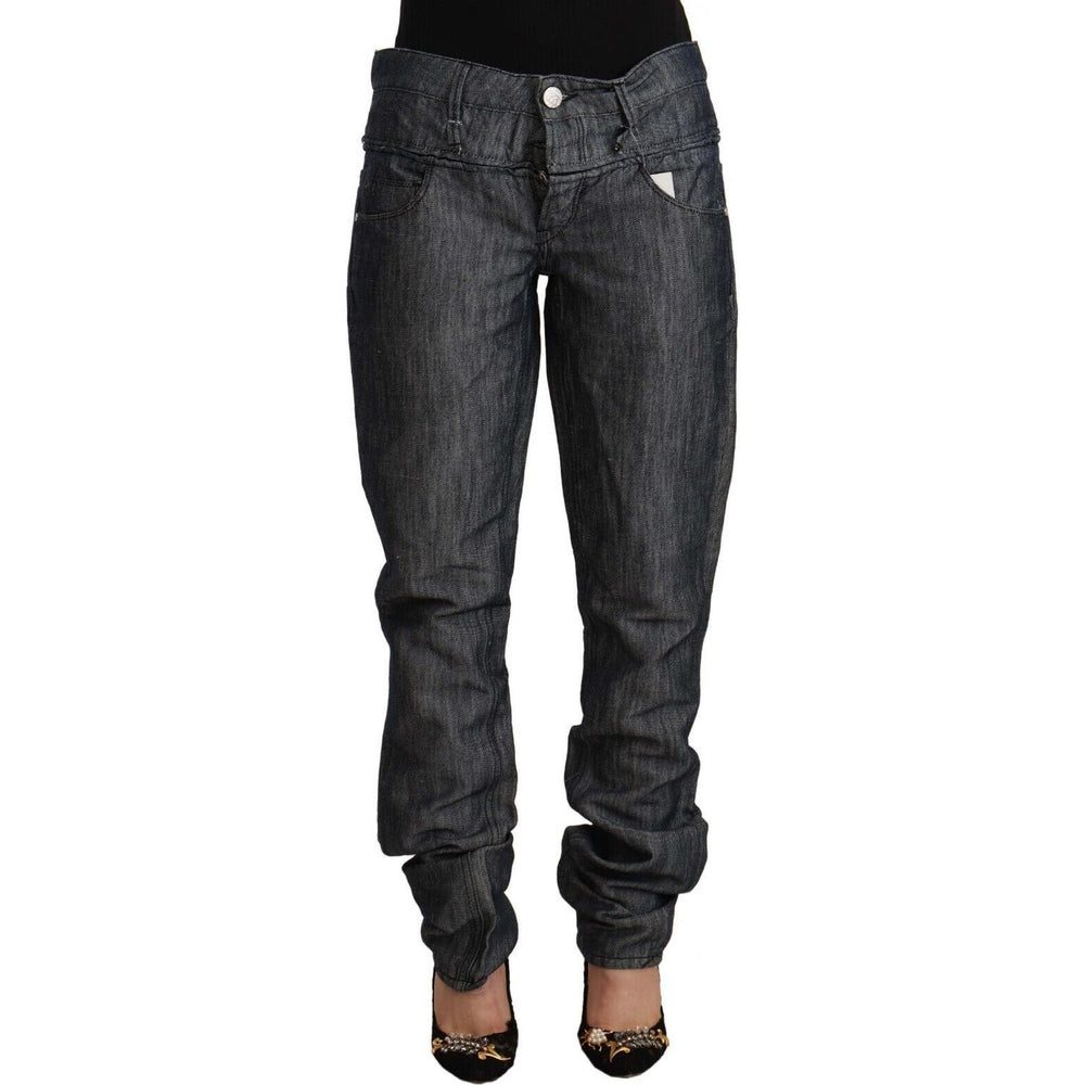 Acht Dark Gray Ramie Mid Wide Waist Straight Denim Jeans PAN71249 - 26