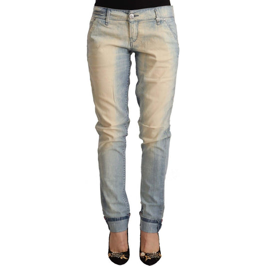 Acht Chic Light Blue Skinny Cotton Jeans Acht Rosy Brown