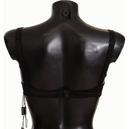 Dolce & Gabbana Black Polka Dot Satin Lace Balconette Bra