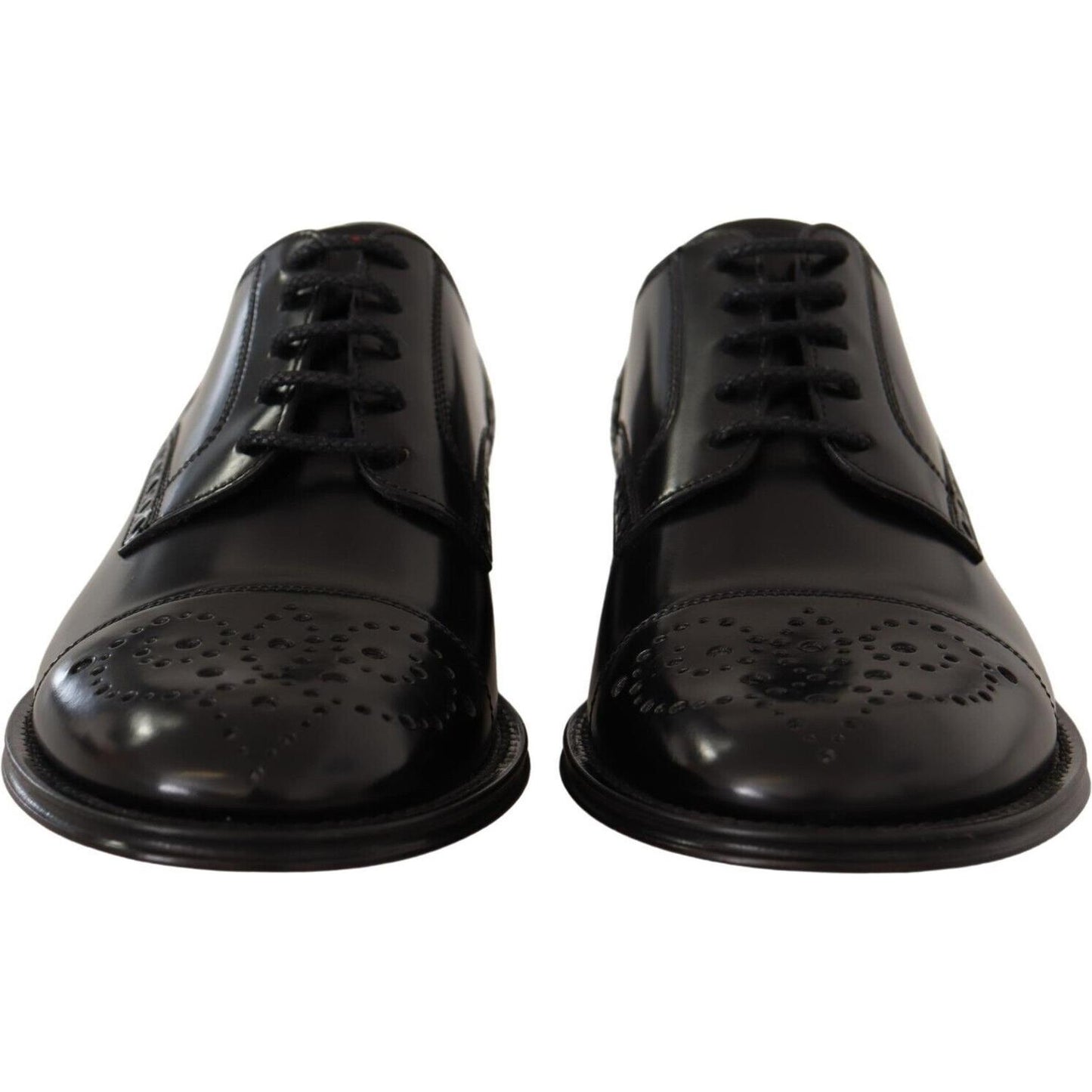Dolce & Gabbana Black Leather Wingtip Mens Formal Derby Shoes