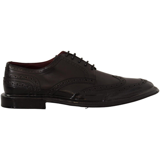 Dolce & Gabbana Black Leather Oxford Wingtip Formal Derby Shoes MV4688 - 43