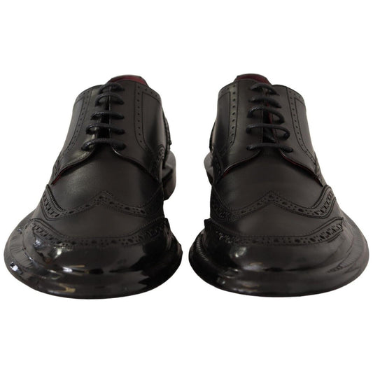 Dolce & Gabbana Black Leather Oxford Wingtip Formal Derby Shoes MV4688 - 43