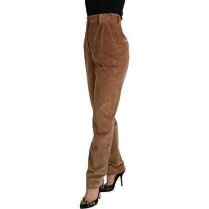 Dolce & Gabbana Brown Cotton Corduroy High Waist Skinny Pants