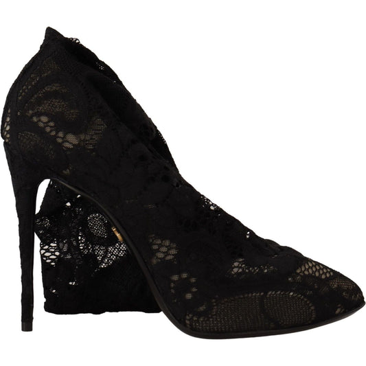 Dolce & Gabbana Elegant Stretch Sock Boots in Sleek Black Dolce & Gabbana Black