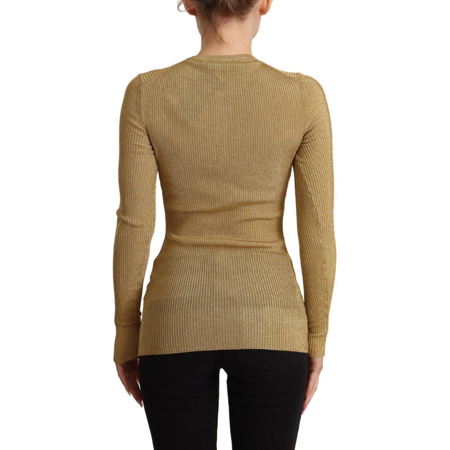 Dolce & Gabbana Gold Viscose Blend Buttons Cardigan Sweater