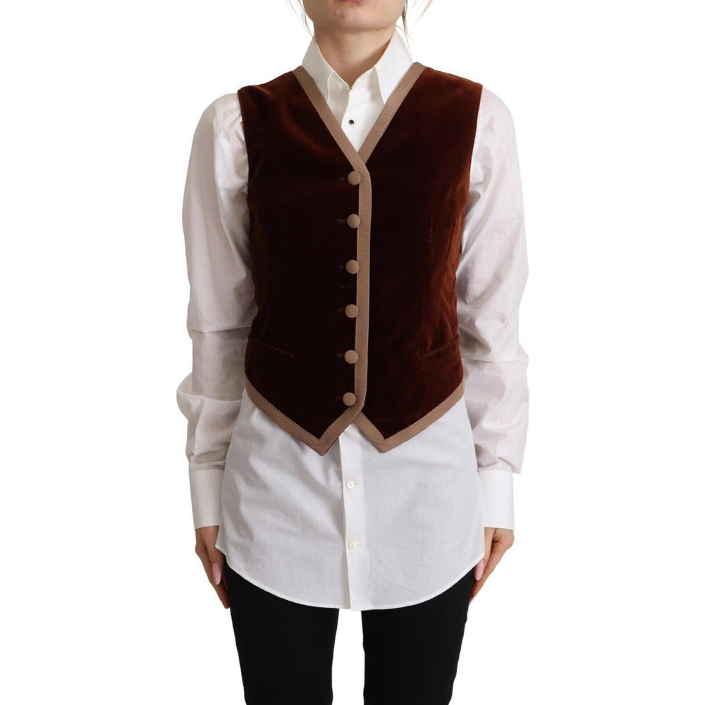 Dolce & Gabbana Bordeaux Velvet Cotton V-neck Sleeveless Vest Top TSH7623 - 40
