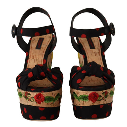 Dolce & Gabbana Multicolor Platform Wedges Sandals Charmeuse Shoes