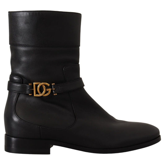 Dolce & Gabbana Elegant Leather Biker Boots Dolce & Gabbana Black