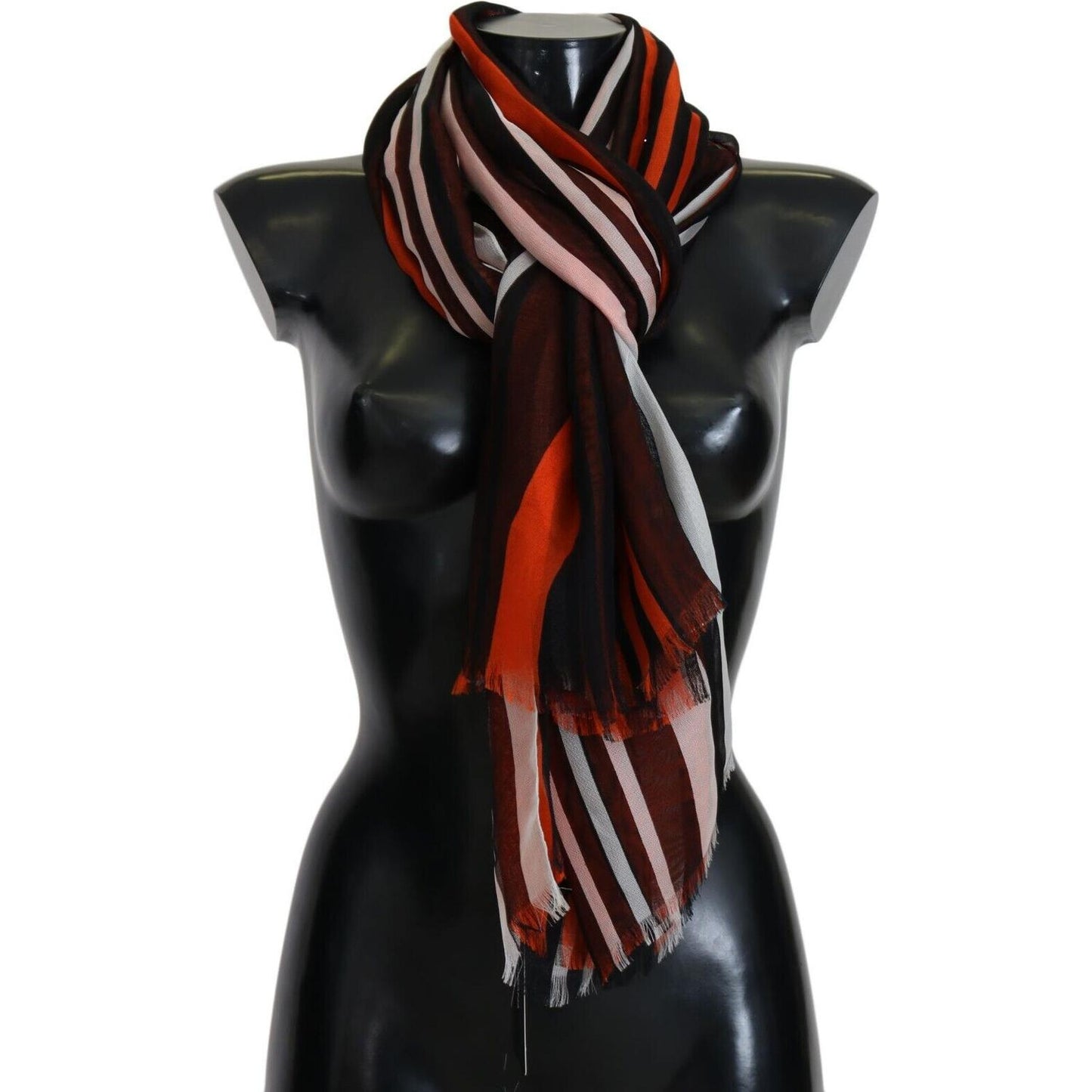Dolce & Gabbana Multicolor Striped Silk Shawl Fringes Scarf MS1803
