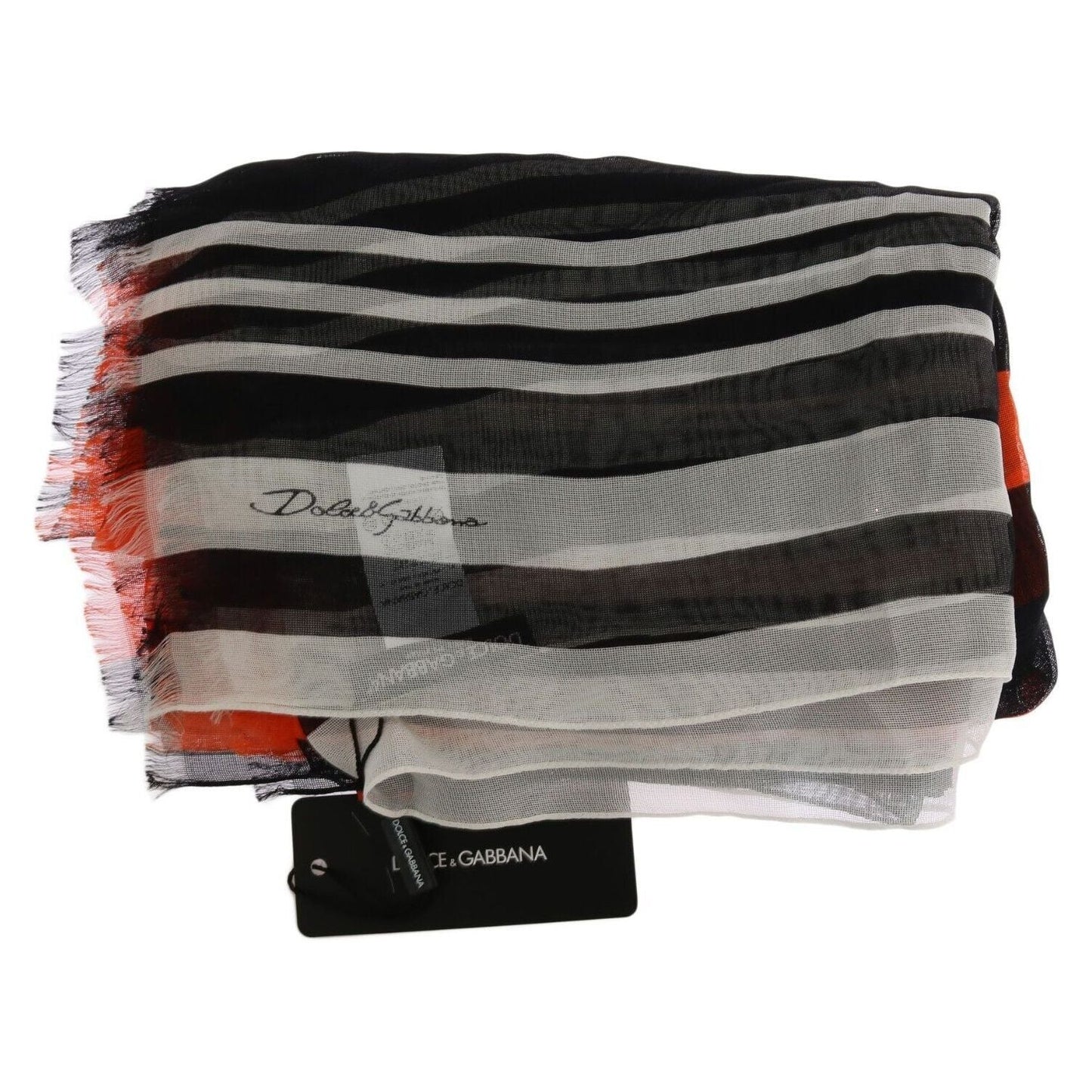 Dolce & Gabbana Multicolor Striped Silk Shawl Fringes Scarf MS1803