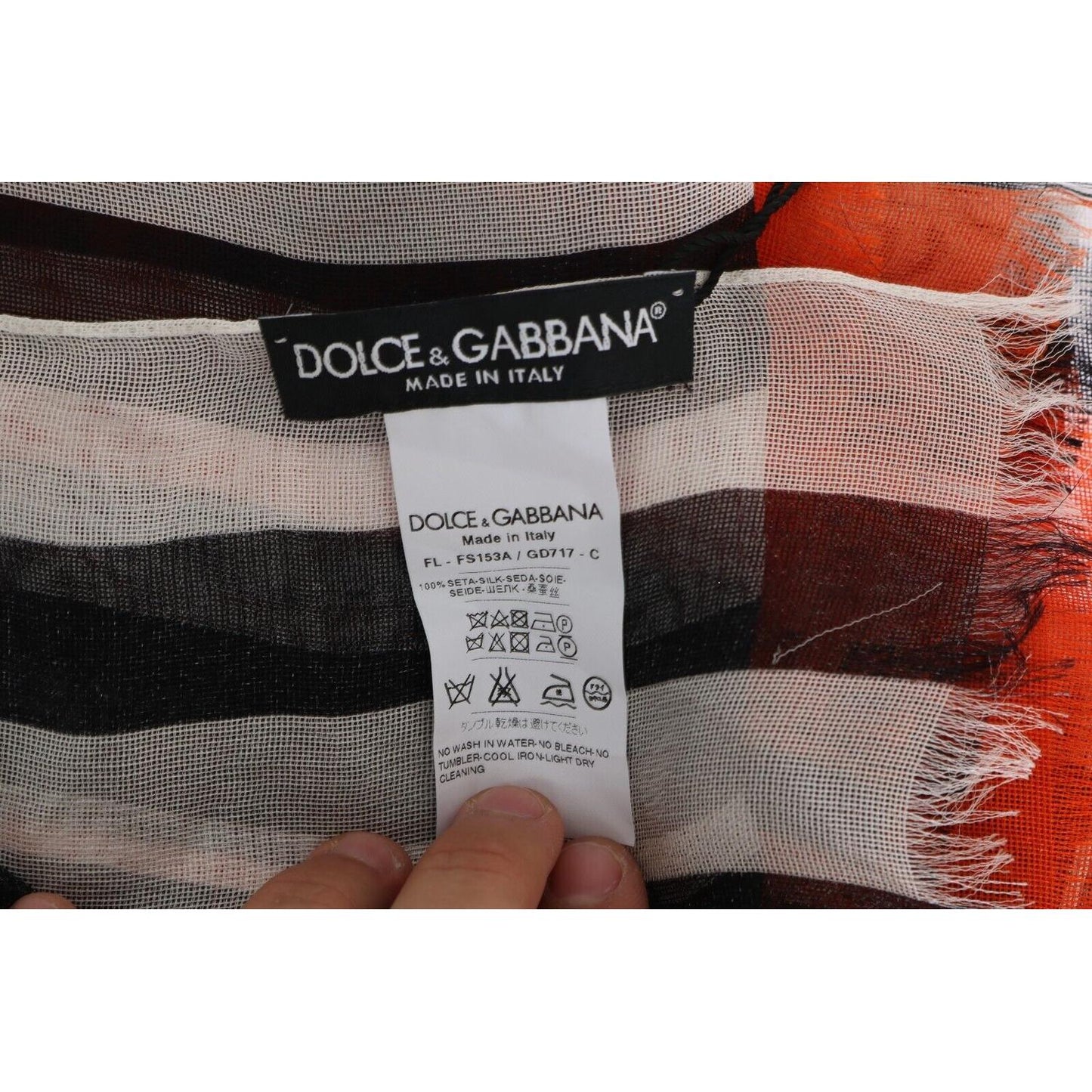 Dolce & Gabbana Multicolor Striped Silk Shawl Fringes Scarf MS1803