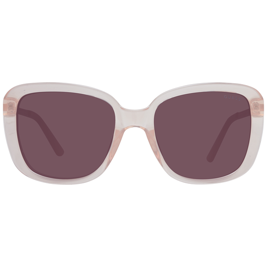 Alt Tag: Guess cream square women's sunglasses, full-rim style with gradient brown lenses, UVA & UVB protection, plastic frame.