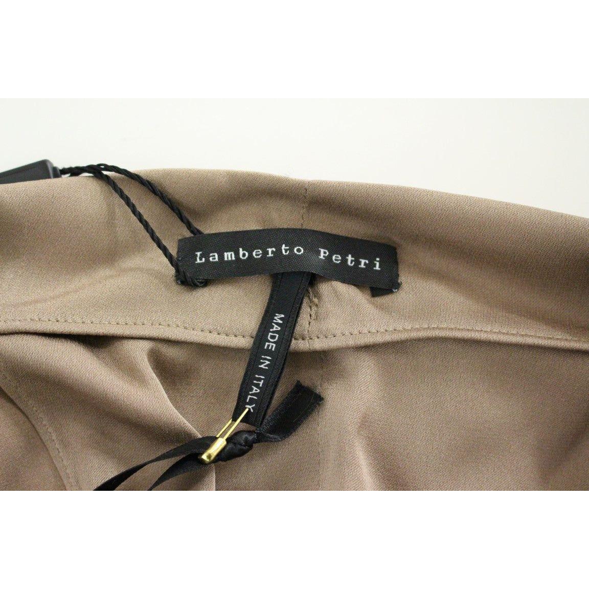 优雅棕色真丝直筒连衣裙