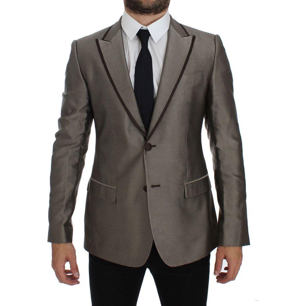 Dolce & Gabbana Brown Slim Fit Silk Two Button Blazer