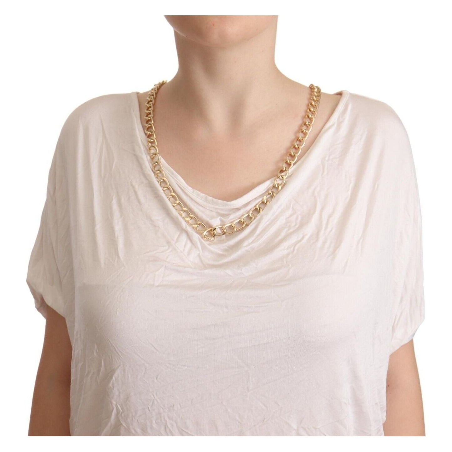 Guess By Marciano White Short Sleeves Gold Chain T-shirt Top