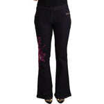 Exte Black Cotton Mid Waist Cotton Flared Jeans PAN71158 - 38