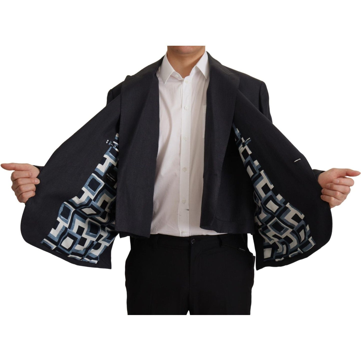 Dolce & Gabbana Blue Linen Formal Mens Blazer Jacket JKT3409- 48