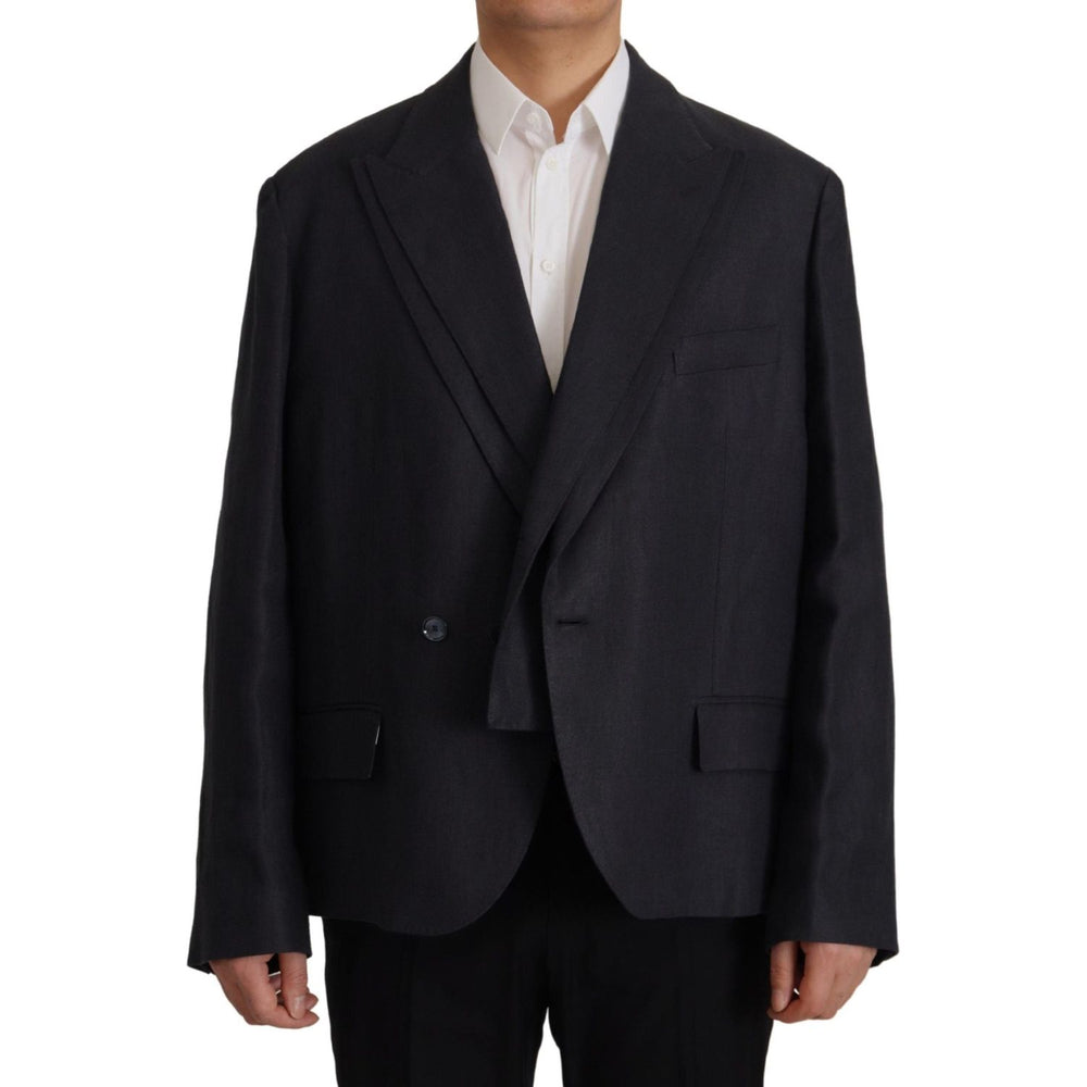 Dolce & Gabbana Blue Linen Formal Mens Blazer Jacket JKT3409- 48