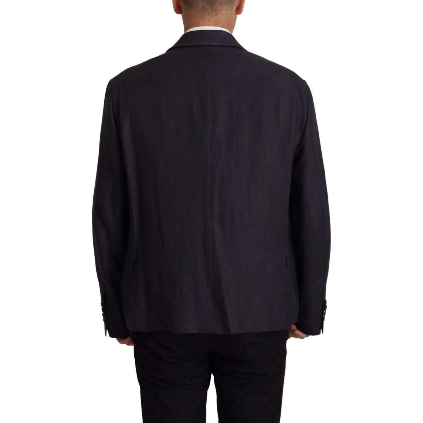 Dolce & Gabbana Blue Linen Formal Mens Blazer Jacket JKT3409- 48