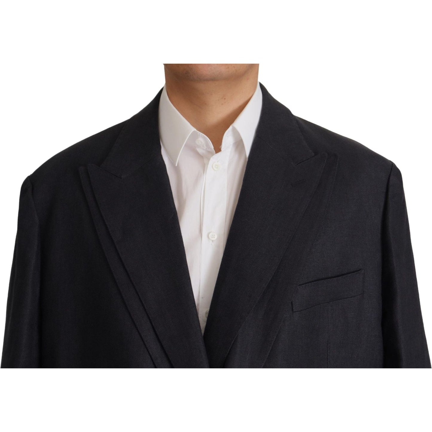 Dolce & Gabbana Blue Linen Formal Mens Blazer Jacket JKT3409- 48