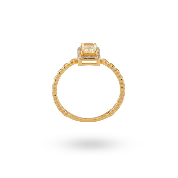 24KAE JEWELS JEWELRY Mod. 12472Y/52 gold ring with diamond accent, side view showing elegant band design