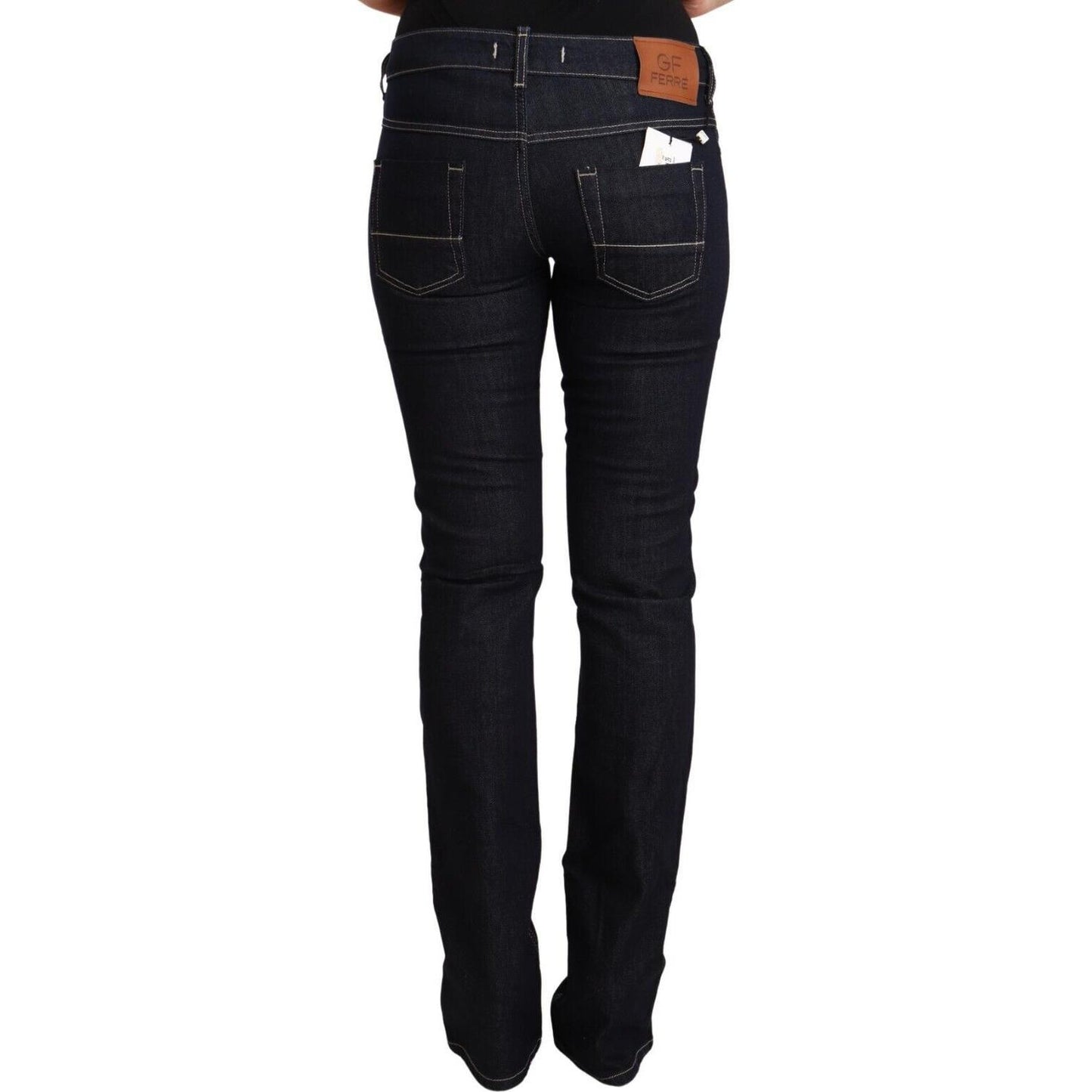 GF Ferre Black Cotton Stretch Low Waist Skinny Denim Jeans