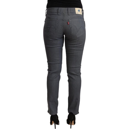 Levi's Gray Cotton Low Waist Skinny Denim Jeans