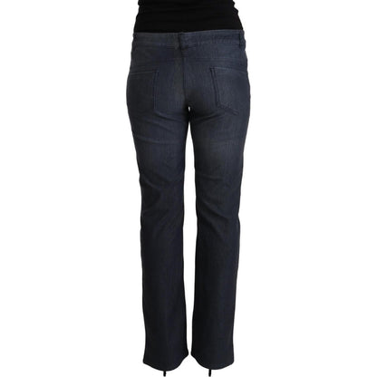 MARGHI LO' Dark Blue Cotton Straight Denim Jeans
