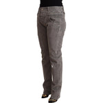 Acht Gray Cotton Straight Fit High Waist Pants PAN71844 - 34