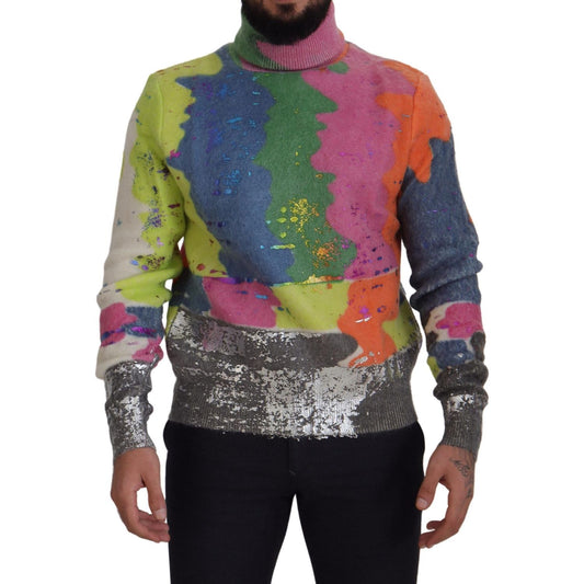 Dolce & Gabbana Multicolor Turtleneck Pullover Mohair Sweater TSH83071- 44