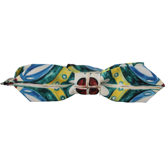 Dolce & Gabbana Multicolor Majolica Print Adjustable Papillon Bow Tie FT3716