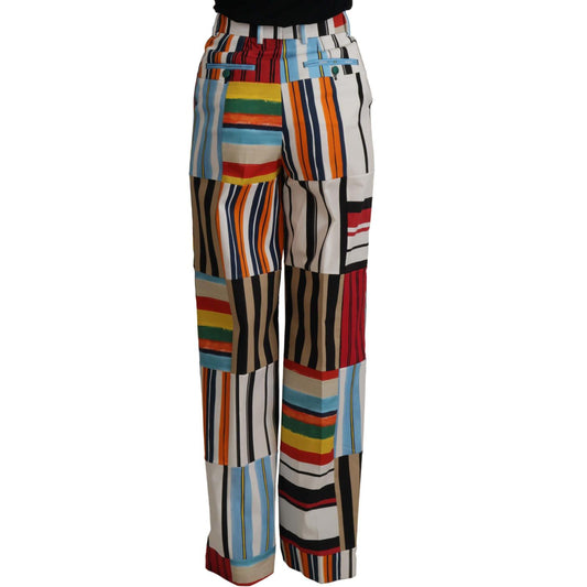 Dolce & Gabbana Multicolor Striped High Waist Cotton Pants PAN73051- 36