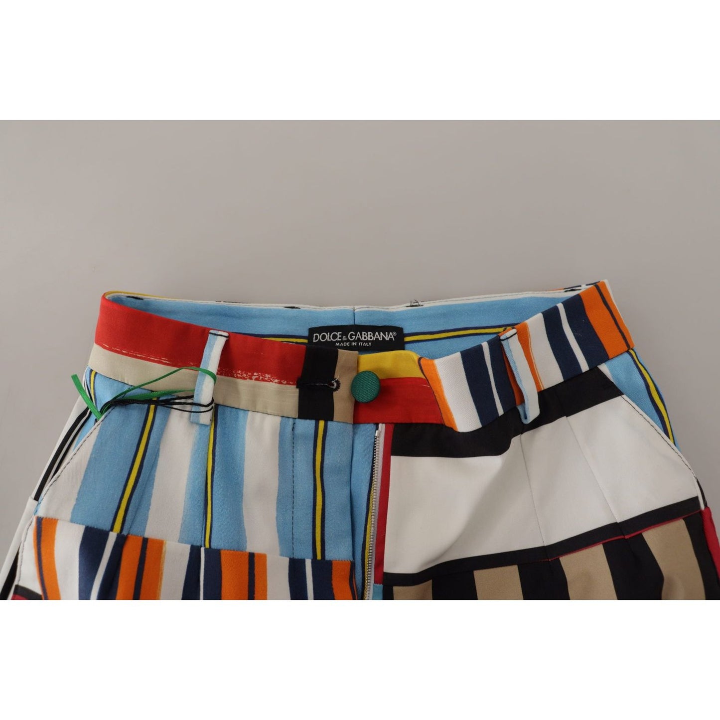 Dolce & Gabbana Multicolor Striped High Waist Cotton Pants PAN73051- 36