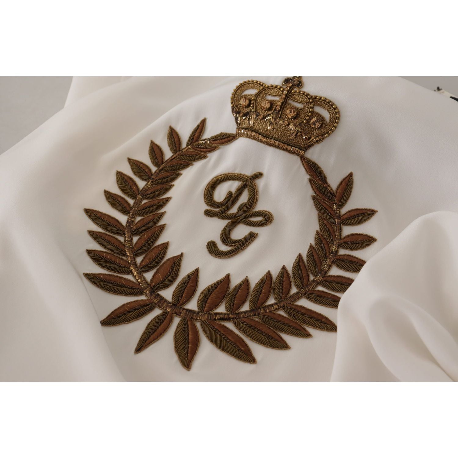 金色皇冠刺绣优雅真丝上衣