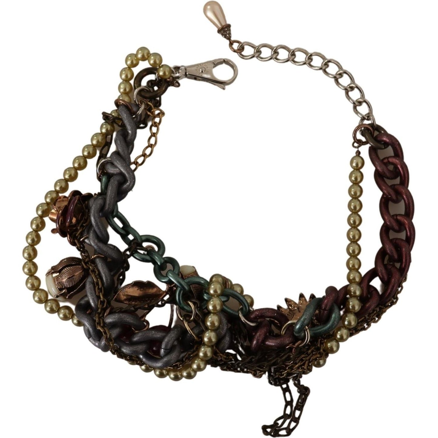 Dolce & Gabbana Gold Brass Sicily Floral Crystal Statement Necklace Necklace