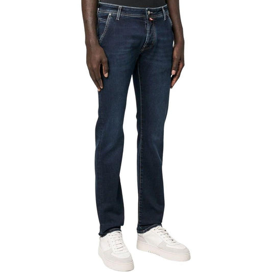 Jacob Cohen Elegant Blue Denim with Suede Accent