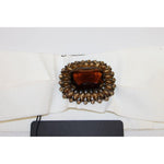 Dolce & Gabbana Embellished Snap Button Waist Belt Belt Dolce & Gabbana Light Gray