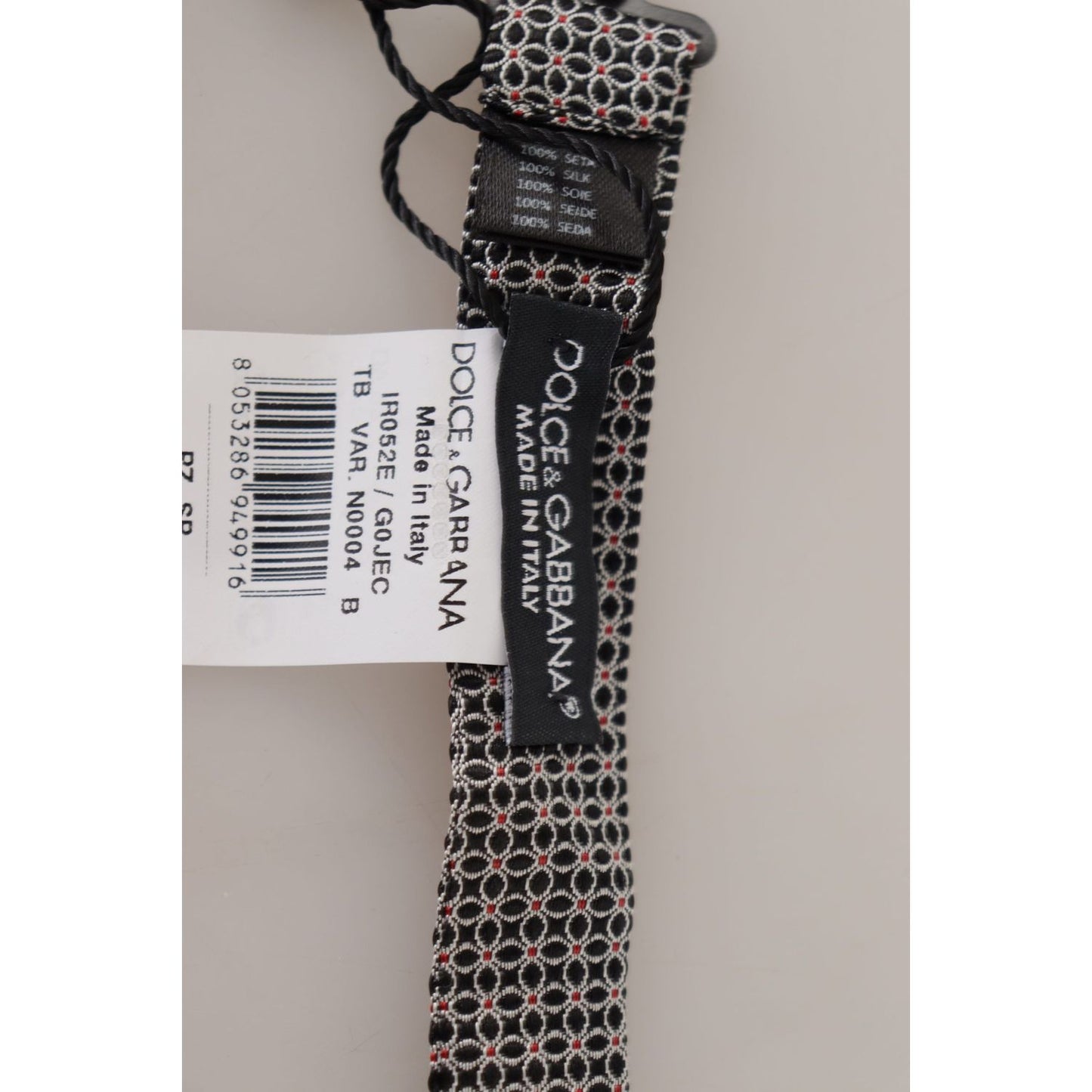 Dolce & Gabbana Black White Flower Pattern Silk Neck Papillon Tie