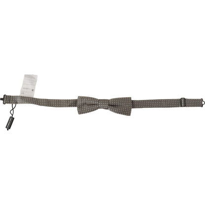 Dolce & Gabbana Black White Flower Pattern Silk Neck Papillon Tie