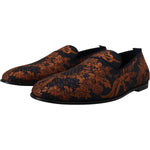 Dolce & Gabbana Elegant Floral Slip-On Loafers Dolce & Gabbana Black