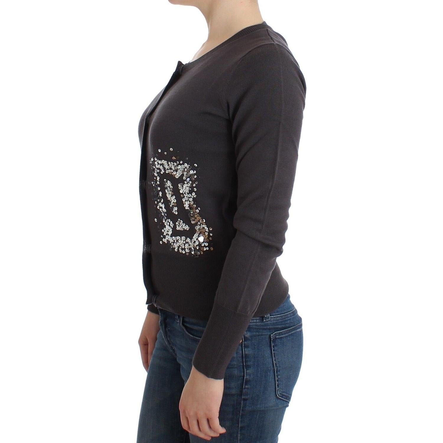 优雅紫色亮片羊毛开衫