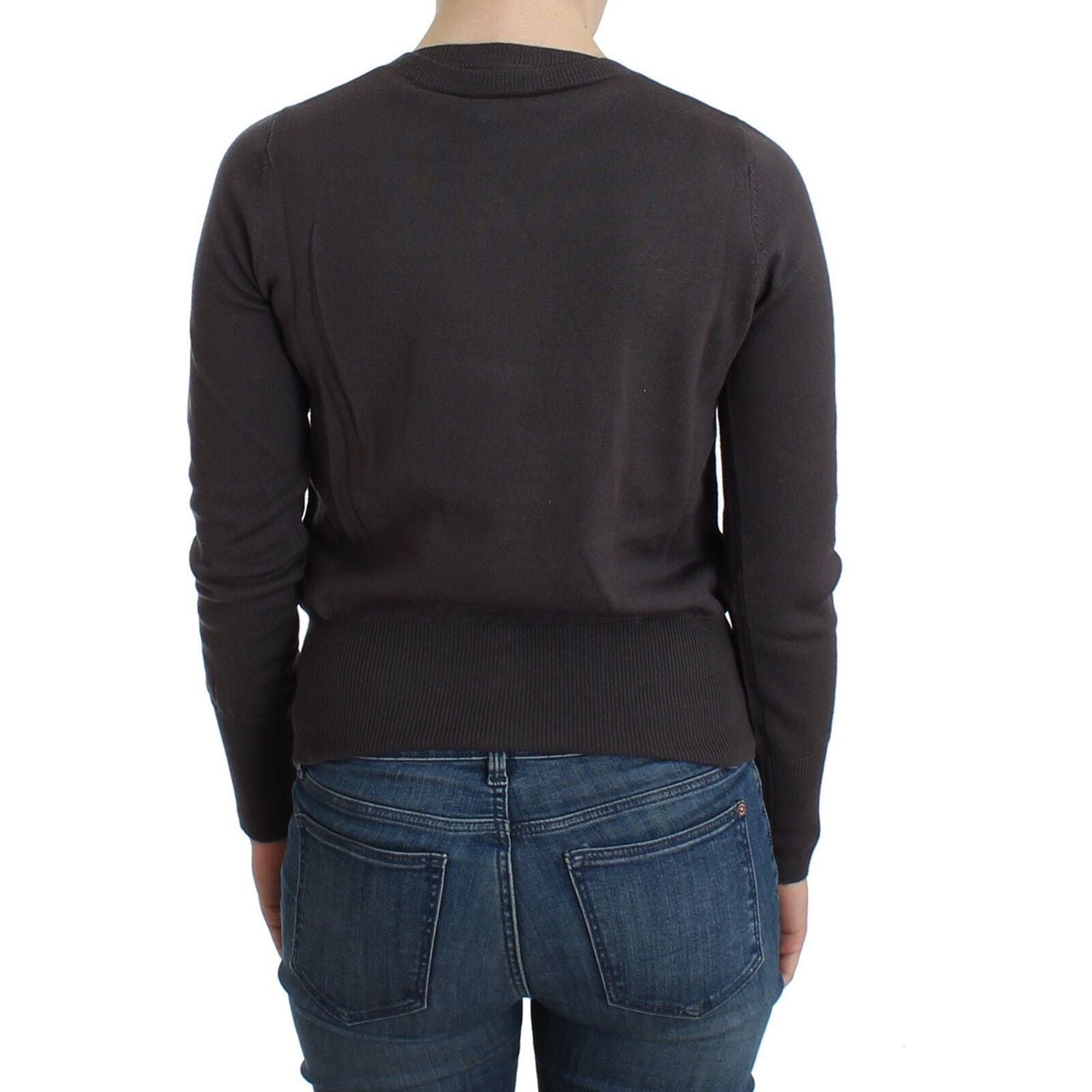 优雅紫色亮片羊毛开衫