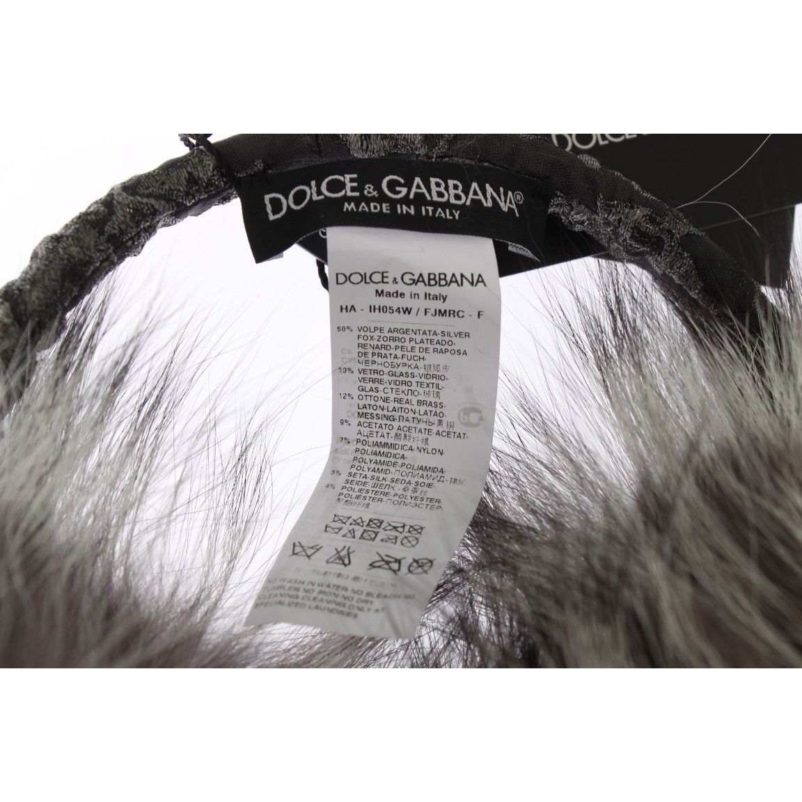 Dolce & Gabbana Gray Fox Fur Crystal Ear Muffs